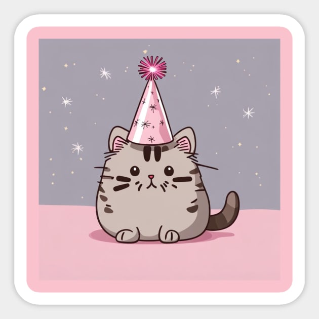 Cute pusheen New Year's party kitten Sticker by Love of animals